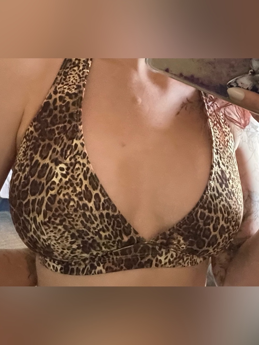 NEW ohyasfit Leopard Print Wireless Halter Sports bra - L